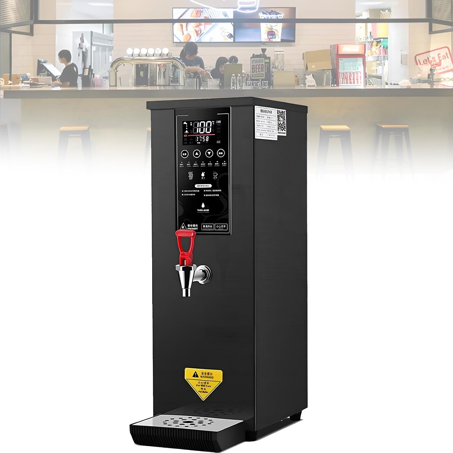 Commercial Hot Water Dispenser, 60°C to 100°C Temperature Adjustable, Built-in Purifier, Step-heating, 60L/H Large Output, for Boba Tea Coffee Office Restaurant Black