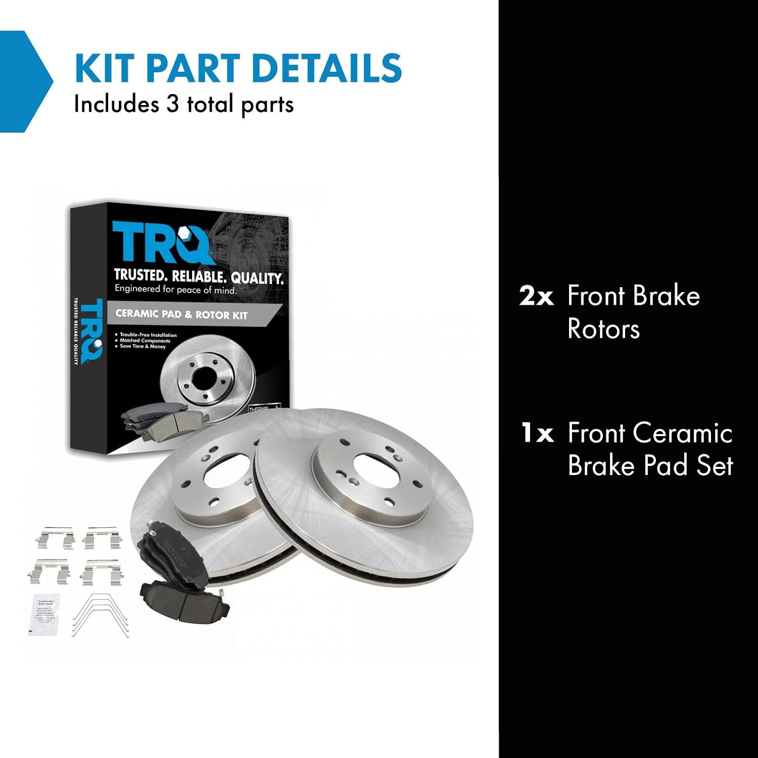 TRQ Front Brake Pad and Rotor Set Ceramic Vented Rotors Compatible with 2011-2014 Acura TSX 2011-2012 Honda Accord