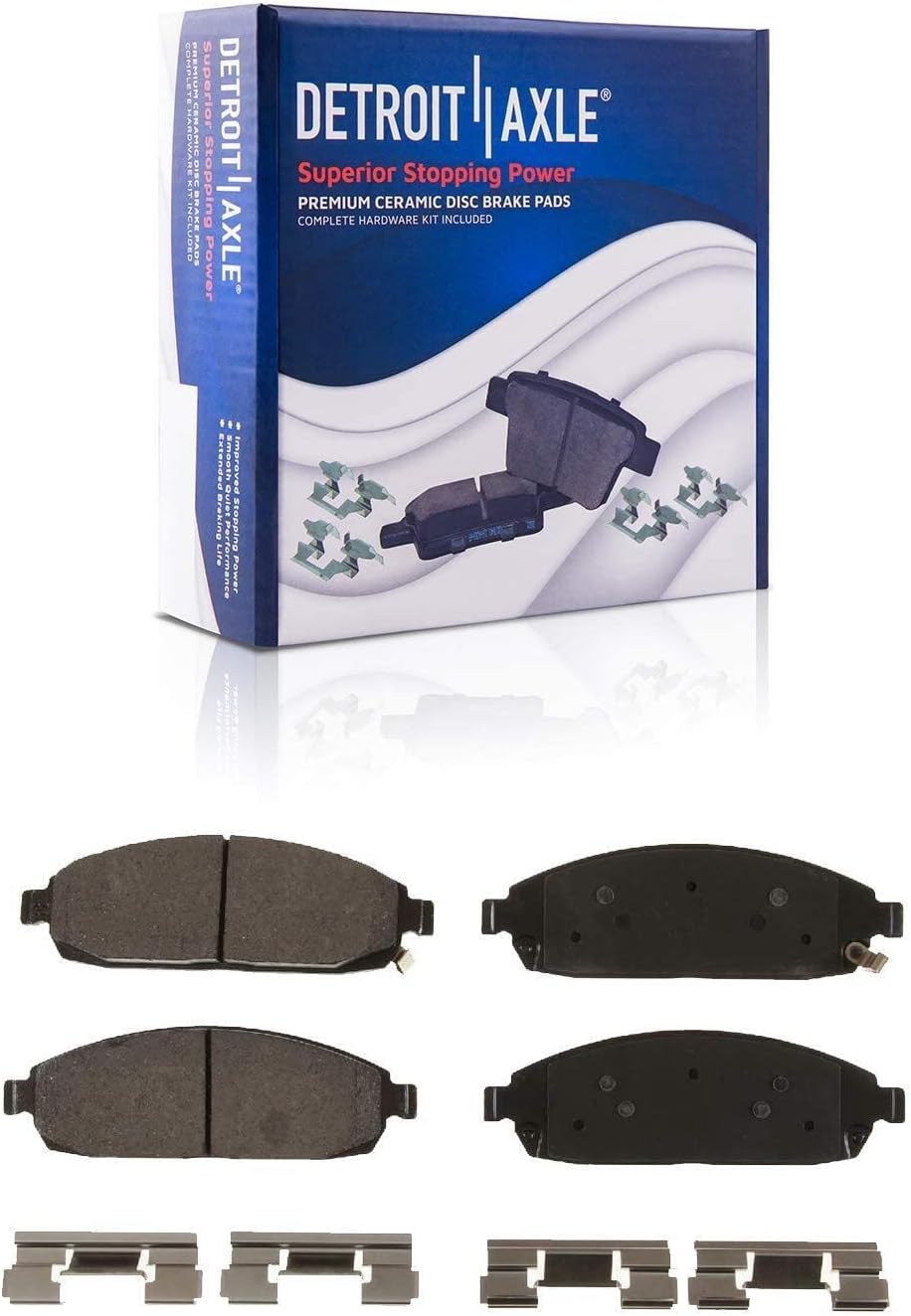 Detroit Axle - Front Drilled & Slotted Rotors Brake Pads w/ 10pc Wheel Lug Nuts Replacement for 2005-2010 Jeep Grand Cherokee Commander - 14pc Set