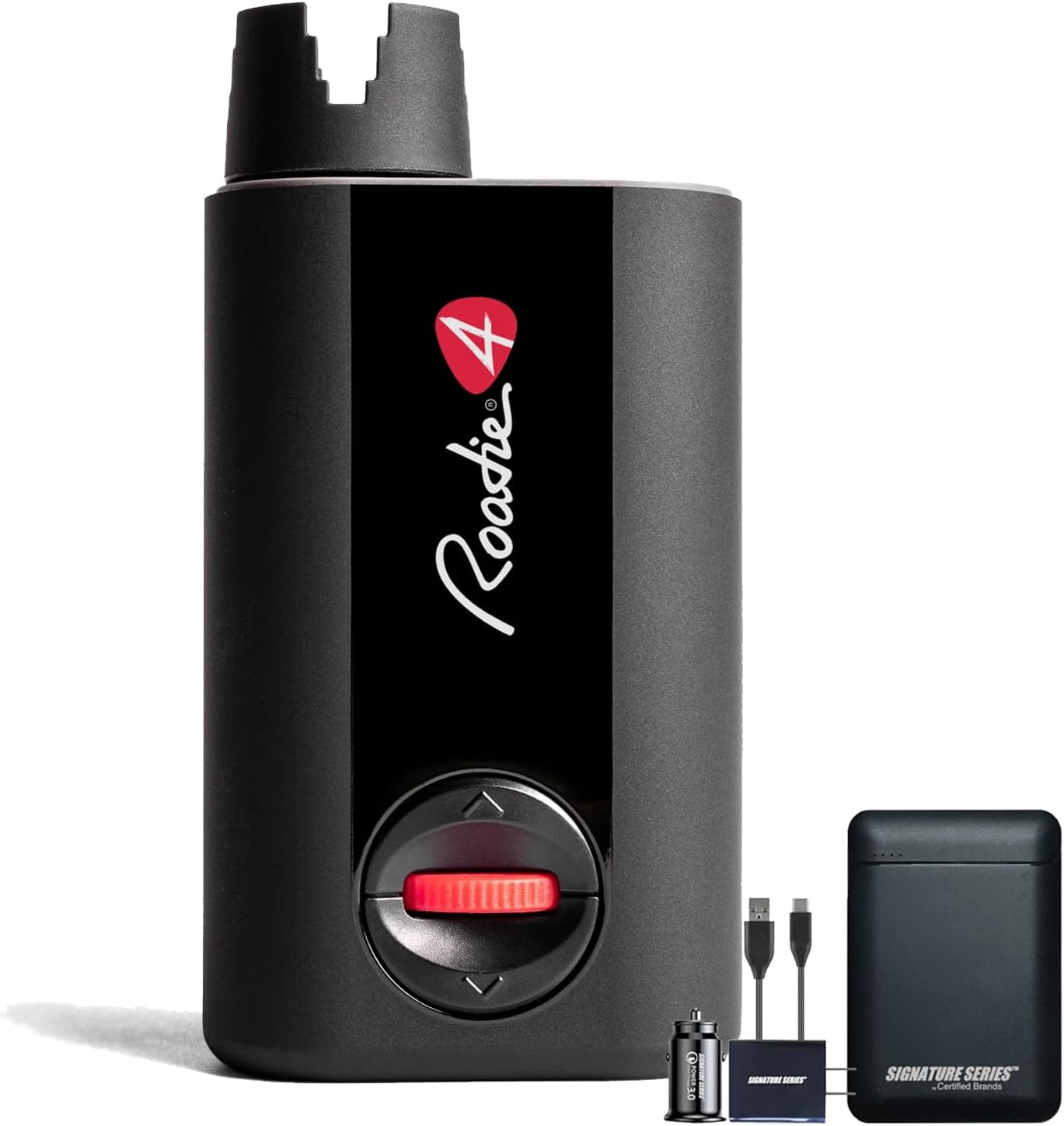 Roadie 4 Smart Automatic Guitar & Ukulele Tuner | 150+ Preset Tunings for Acoustic, Electric, 12-String Guitars, Banjo, Mandolin with Built-in Metronome, String Winder and Signature Power Bundle