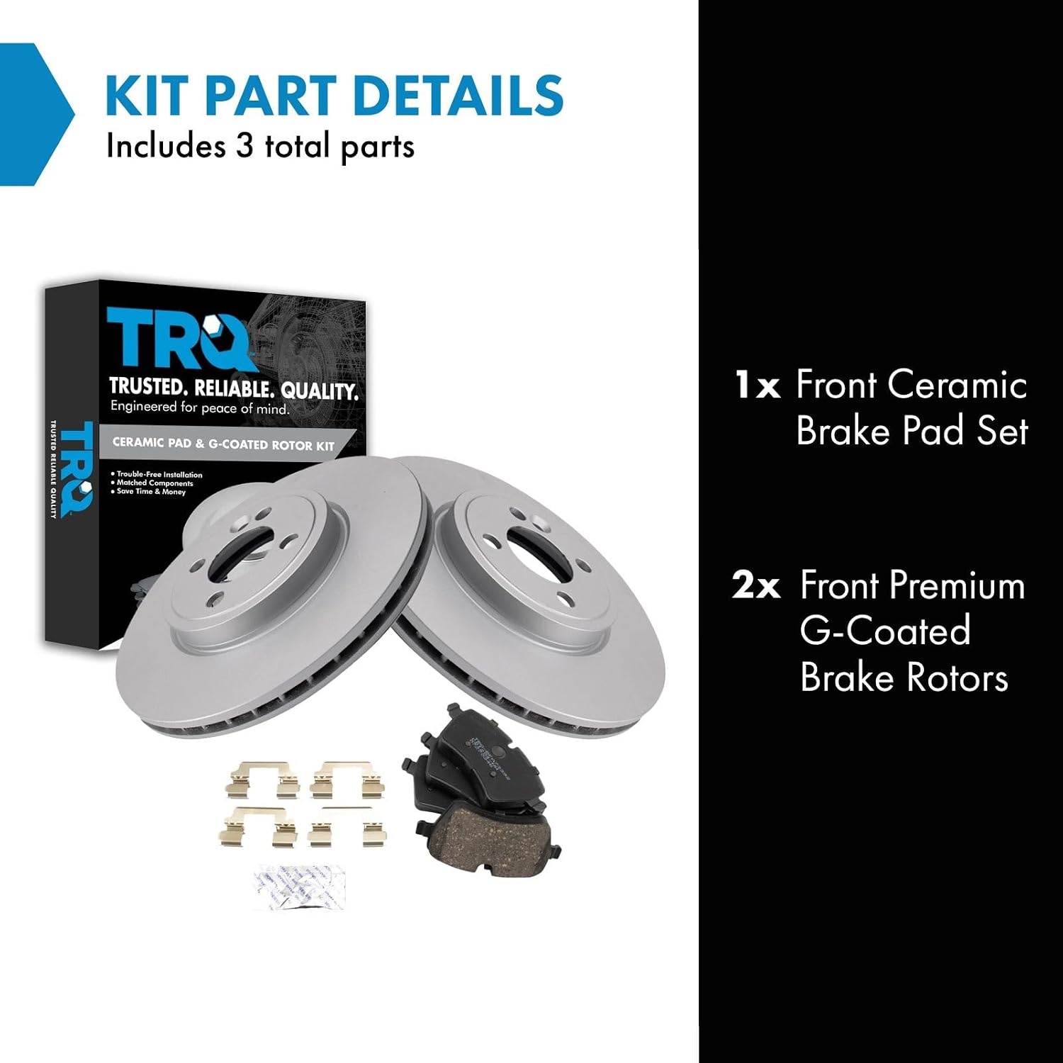 TRQ Front Brake Pad and Rotor Set Ceramic G Coated Vented Rotors Compatible with 2007-2015 Mini Cooper