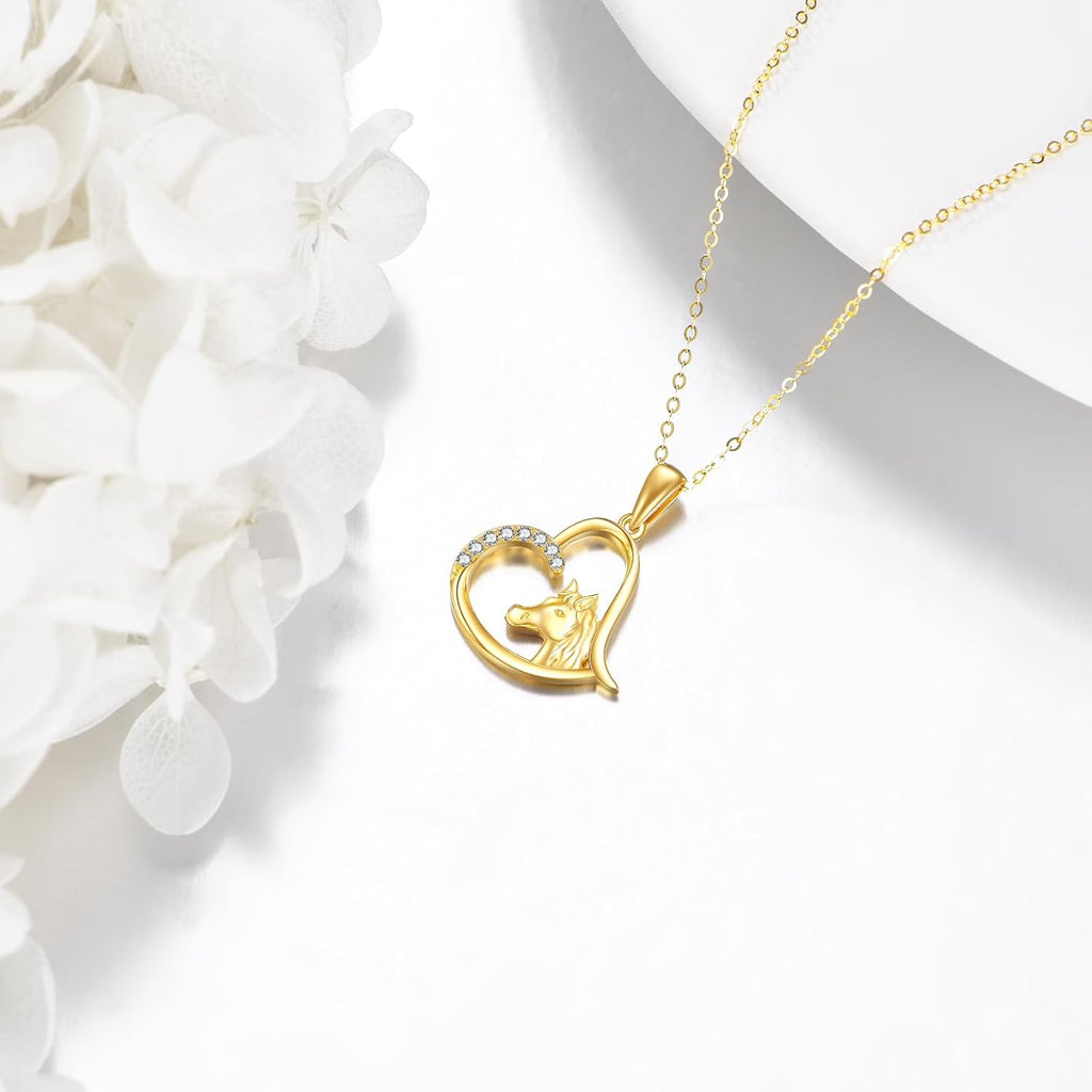 KECHO Christmas Gifts 14k Solid Gold Animals Necklace for Women Giraffe Bee Elephant Ladybug Koala Axolotl Horse Unicorn Cat Necklaces Pendant Jewelry Mothers Day Birthday for Mom Wife Friends