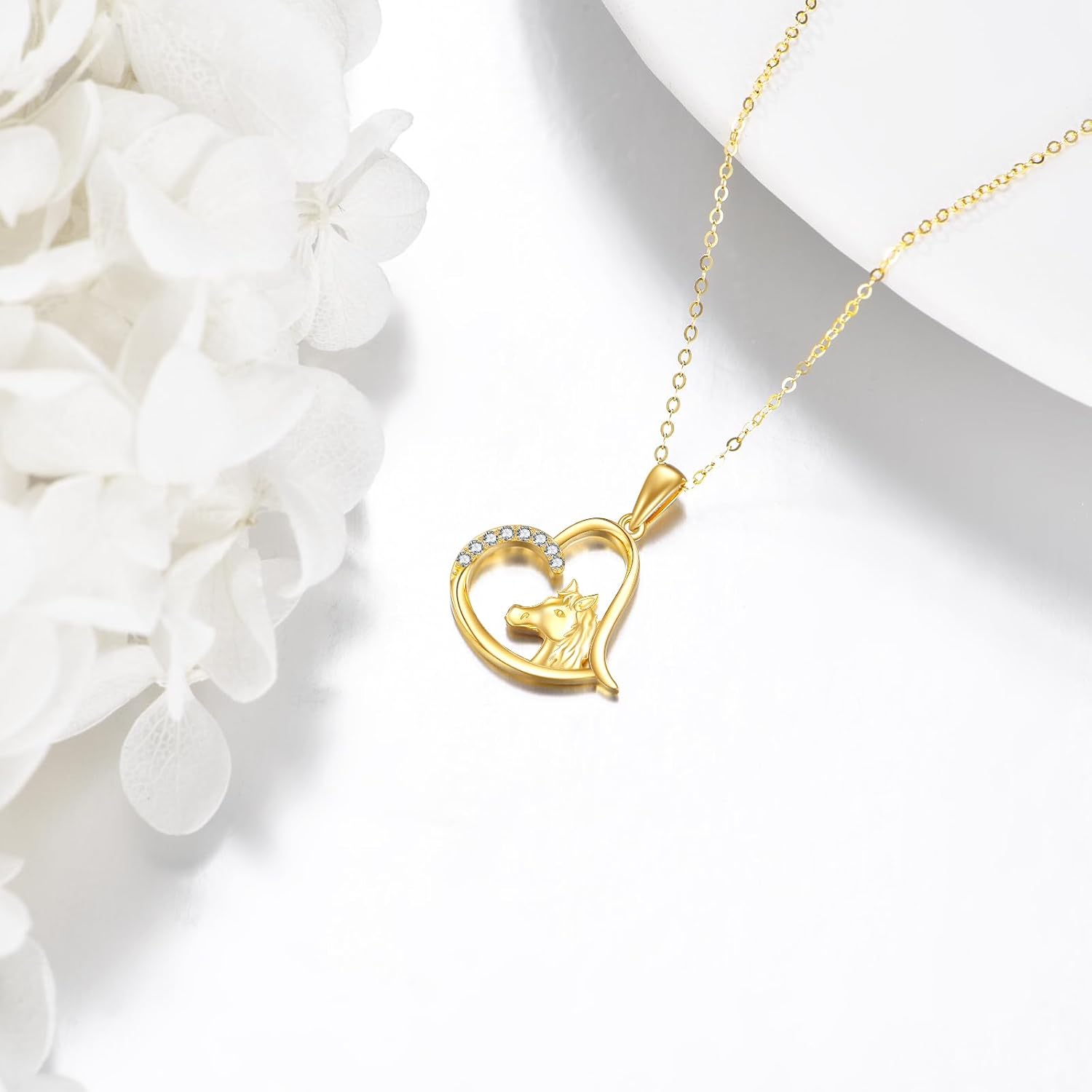 KECHO Christmas Gifts 14k Solid Gold Animals Necklace for Women Giraffe Bee Elephant Ladybug Koala Axolotl Horse Unicorn Cat Necklaces Pendant Jewelry Mothers Day Birthday for Mom Wife Friends