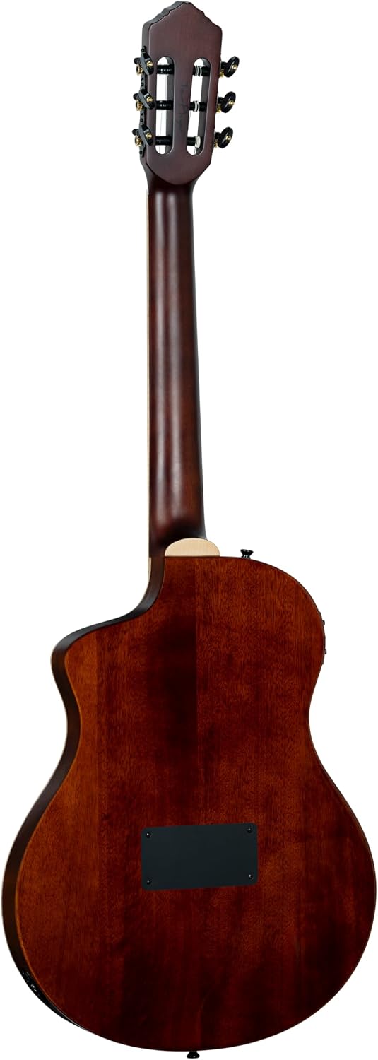 Ortega TourPlayer Deluxe Thinline Crossover Nylon-String Electric Guitar w/Pro gig bag, Acacia Gloss Burst (RTPDLX-ACA)