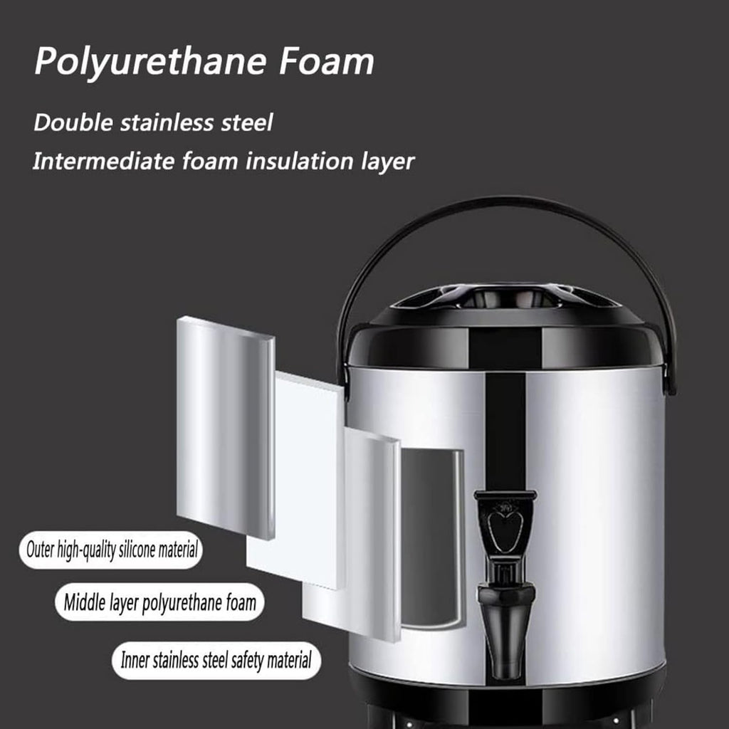Hot Water Dispenser with Faucet,Stainless Steel Catering Urn, Thermostat Water Boiler 6L/8L/10L/12L, Commercial Coffee Urn Insulated Barrel, Insulated for 10-12 Hour(10L)