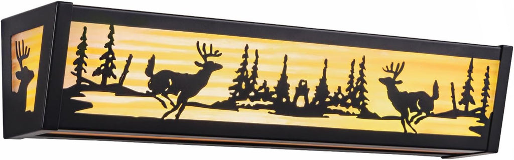 TOCHIC Farmhouse LED Bathroom Vanity Light Fixtures, Rustic Black Forest Deer Wildlife Vanity Lights Over Mirror, Western Sconces Wall Lighting for Bathroom, Cabinet, Powder Room, Living Room, 24' L