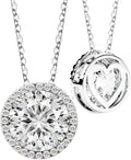 Moissanite Necklace for Women S925 Sterling Silver Jewelry Solitaire Halo Pendant Lab Created Gem for Her Gift for Mothers Day Wedding Anniversary Birthday - to My Wife Daughter Mom Grandma Girlfriend