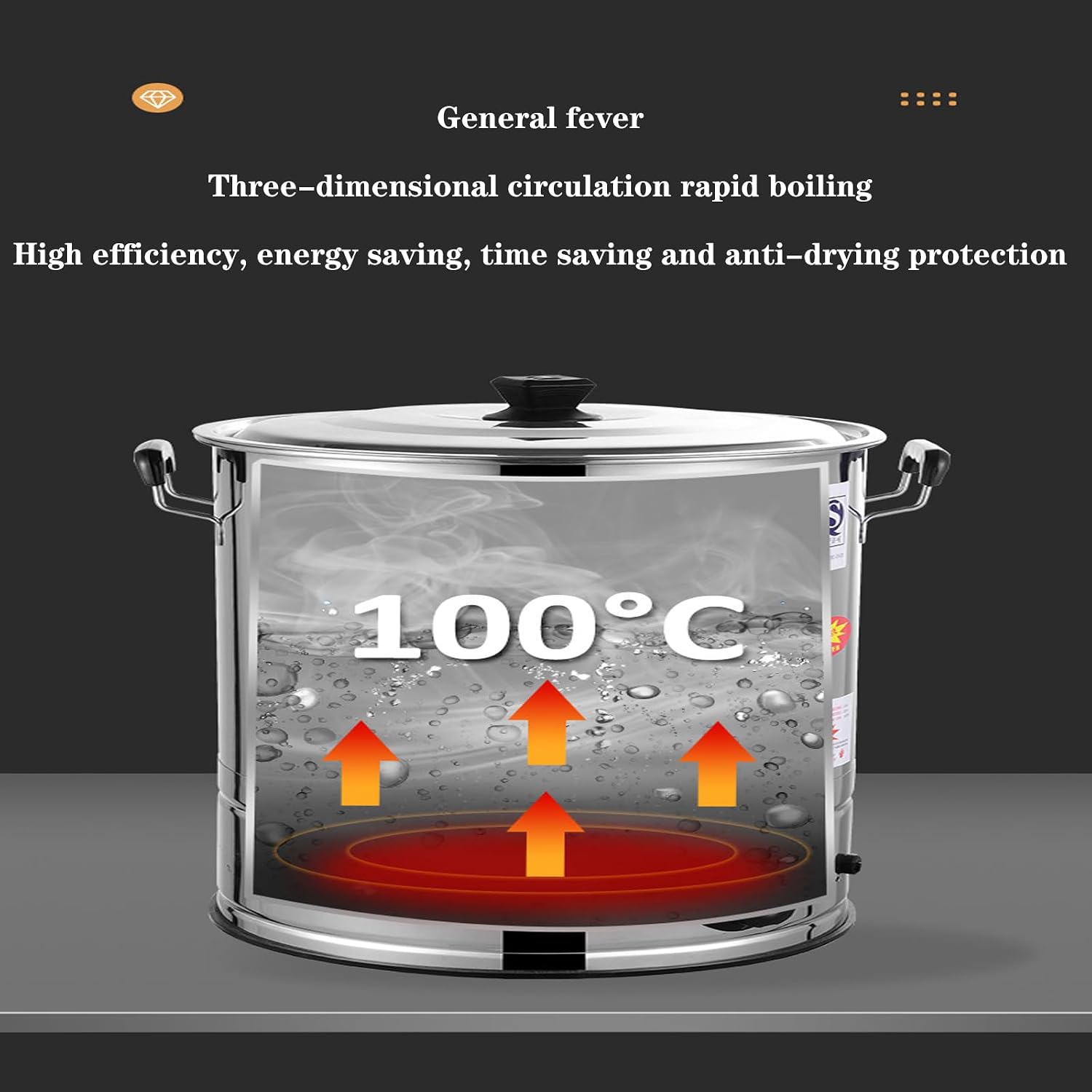 Commercial Hot Water Dispenser Commercial Water Boiler Large Capacity Electric Dispenser, Stainless Steel, 1800W Fast Heating for Tea Coffee Restaurant Hotel Office (A 68cm)