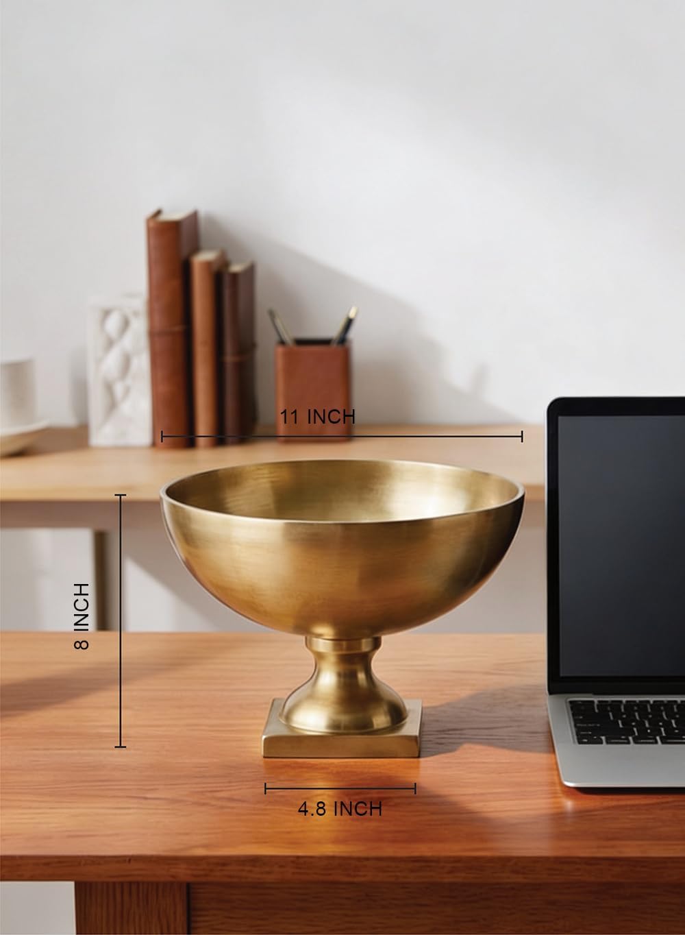 Serene Spaces Living Antique Brass Pedestal Bowl, Vintage Wedding Centerpiece, Fruit, Treats Holder, Flower Vase for Dining Table, Entry Way, Console Table, Holiday Decor (Extra Large - Pack of 2)
