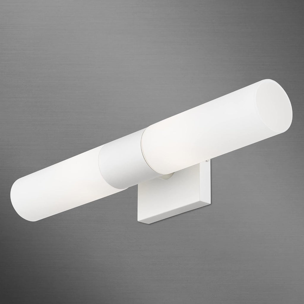 Livex Lighting 10102-03 Aero 2 Light ADA Vanity Sconce, White with Brushed Nickel Accent, 4.5 x 17.75