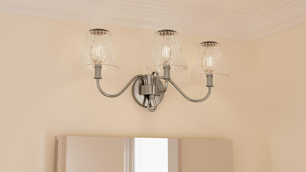 Quoizel McKinney Bath Vanity Light, 23 Inch 3-Light Bathroom Fixture, Brushed Nickel Modern Industrial Light, 60W Max, for Bathroom, Bedroom or Kitchen