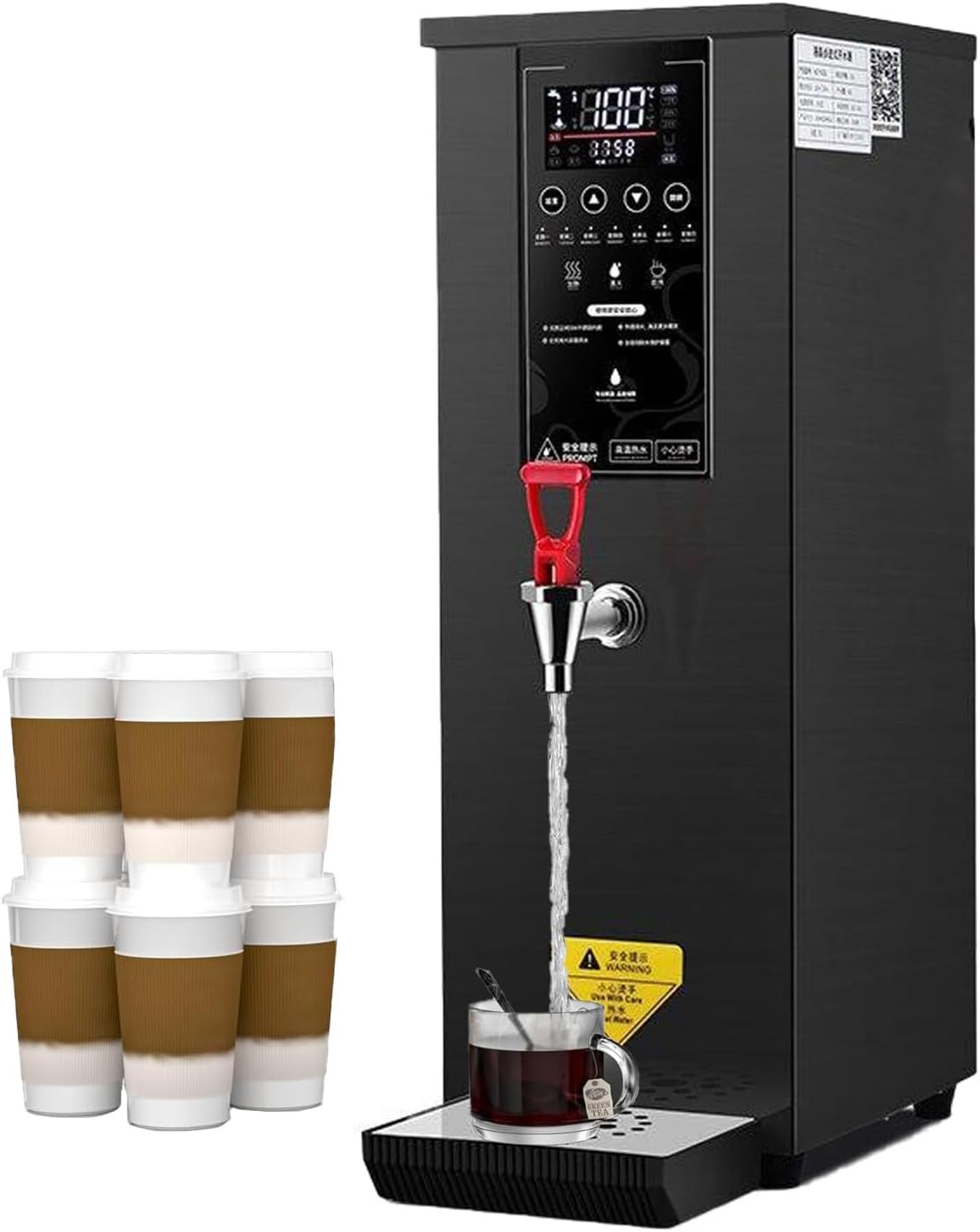 Commercial Hot Water Dispenser Boiler, 25L Electric Catering Urn, Temperature Adjustable, 60L/h Large Output, Quick Brewing for Coffee, Tea, Milk, Hot Drinks,Black