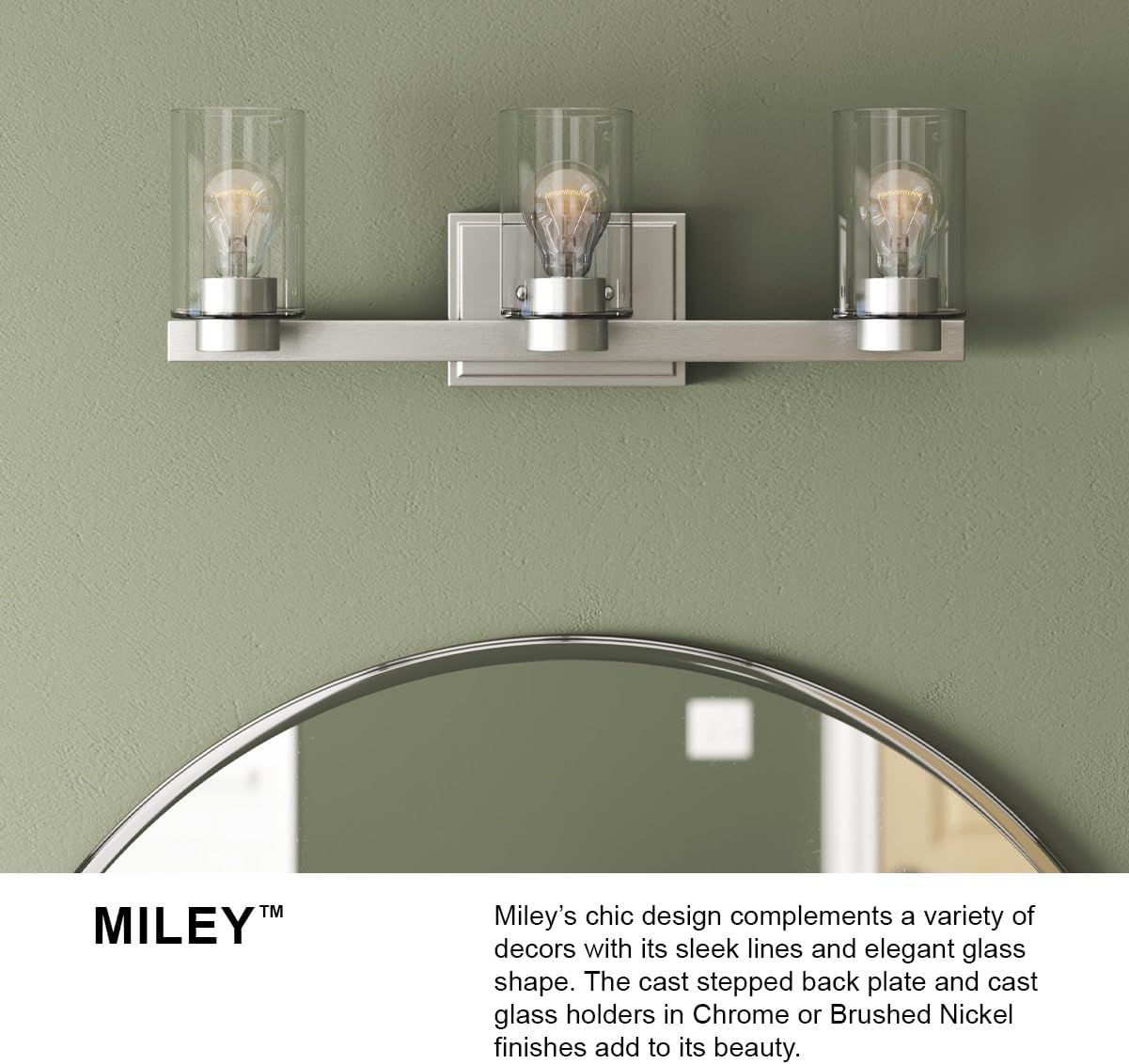 Hinkley Miley Small Two Light Bathroom Vanity Fixture, Cased Opal Glass Shades, Transitional, Chrome