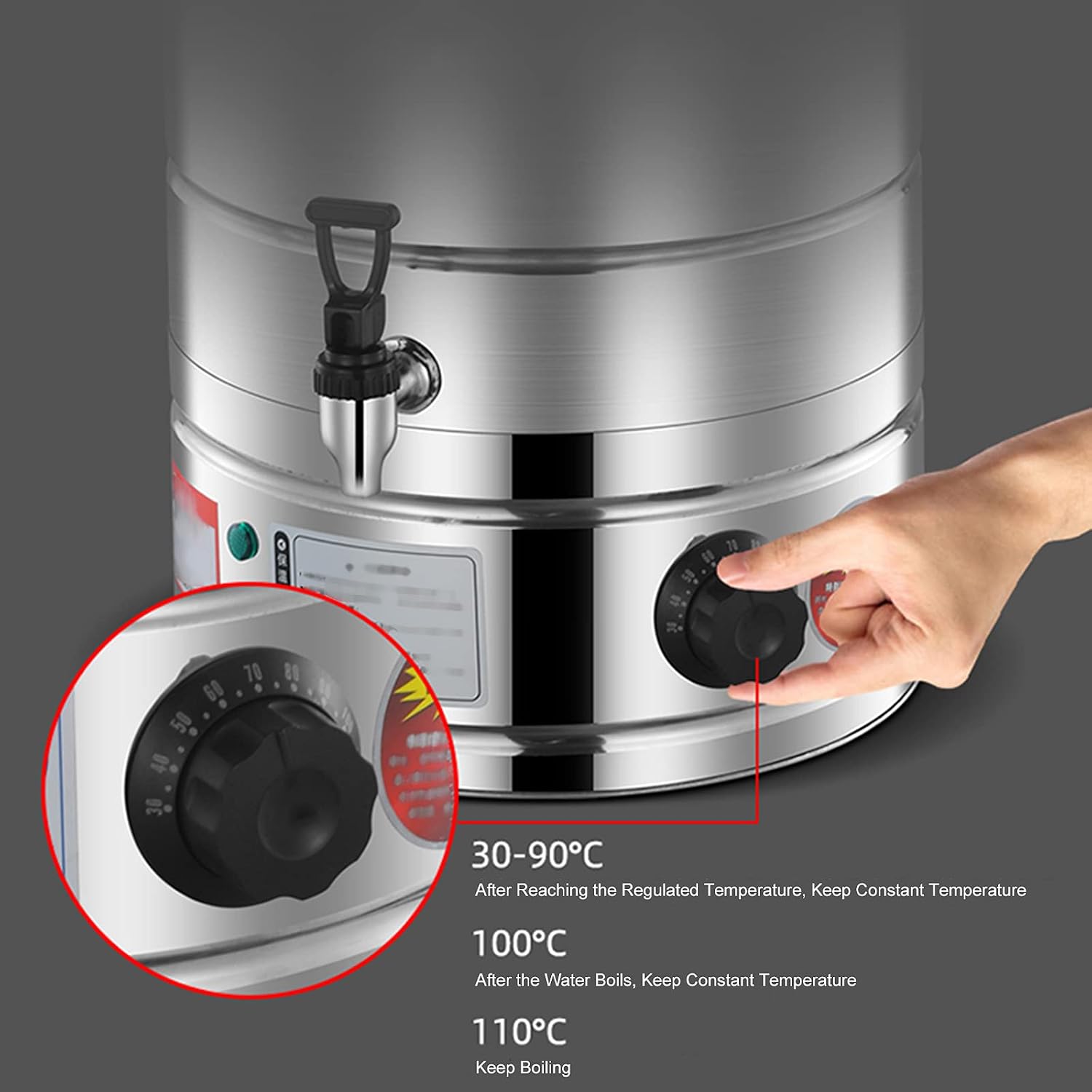 Stainless Steel Electric Hot Water Boiler Urn, 60L/30L Commercial Coffee Urn for Restaurants & Drink Shops, Instant Hot Water Dispenser with Spigot