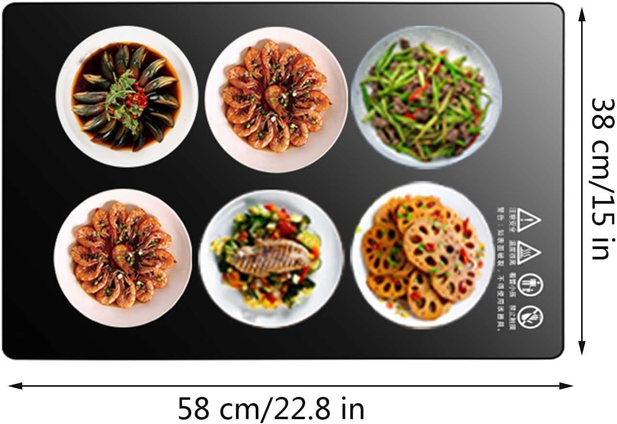 Electric Warming Tray, Food and Plate Warming Tray Electric Food Warmer Plate with Tempered Glass Surface Keeps Food Hot for Party Chafing Dish