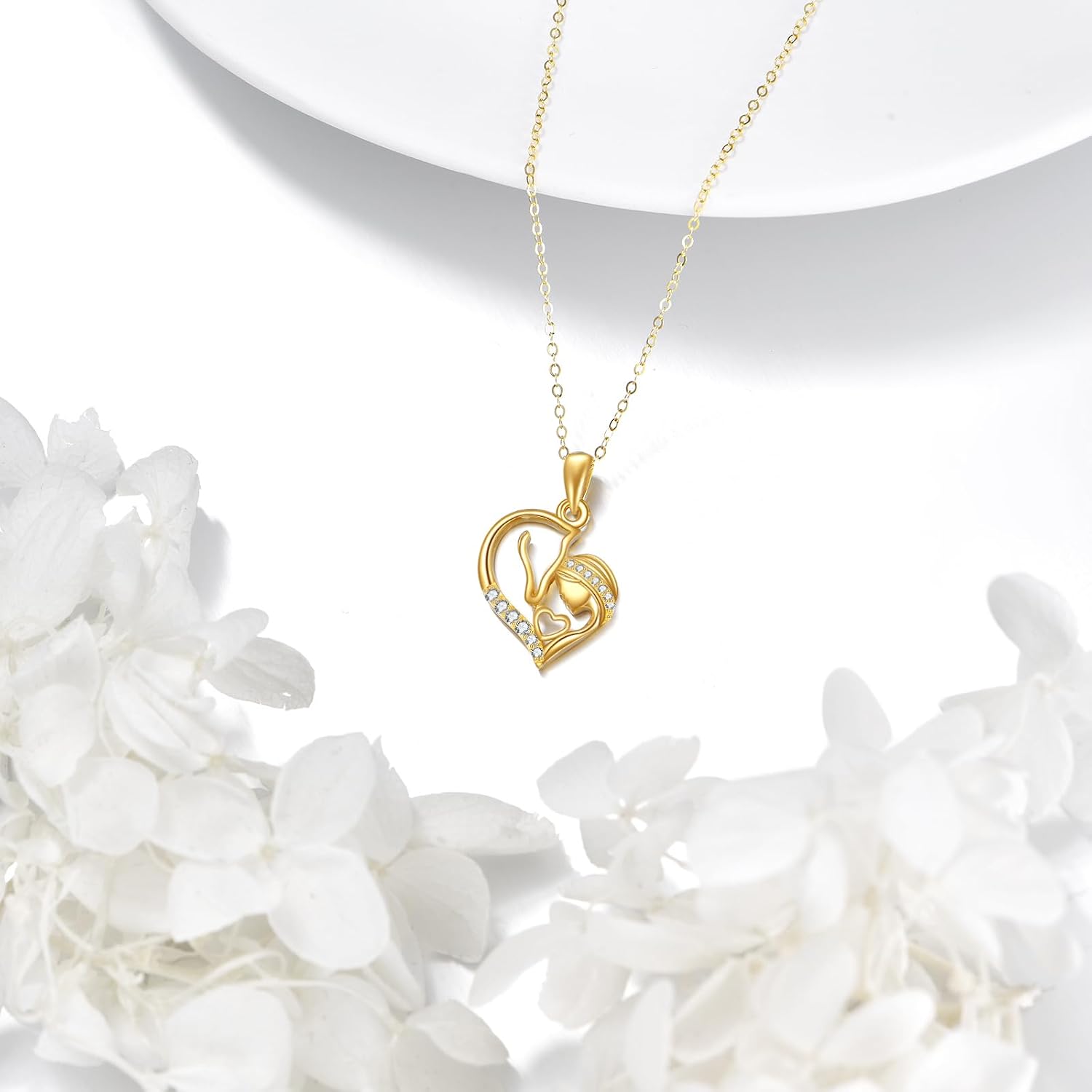KECHO Christmas Gifts 14k Solid Gold Animals Necklace for Women Giraffe Bee Elephant Ladybug Koala Axolotl Horse Unicorn Cat Necklaces Pendant Jewelry Mothers Day Birthday for Mom Wife Friends