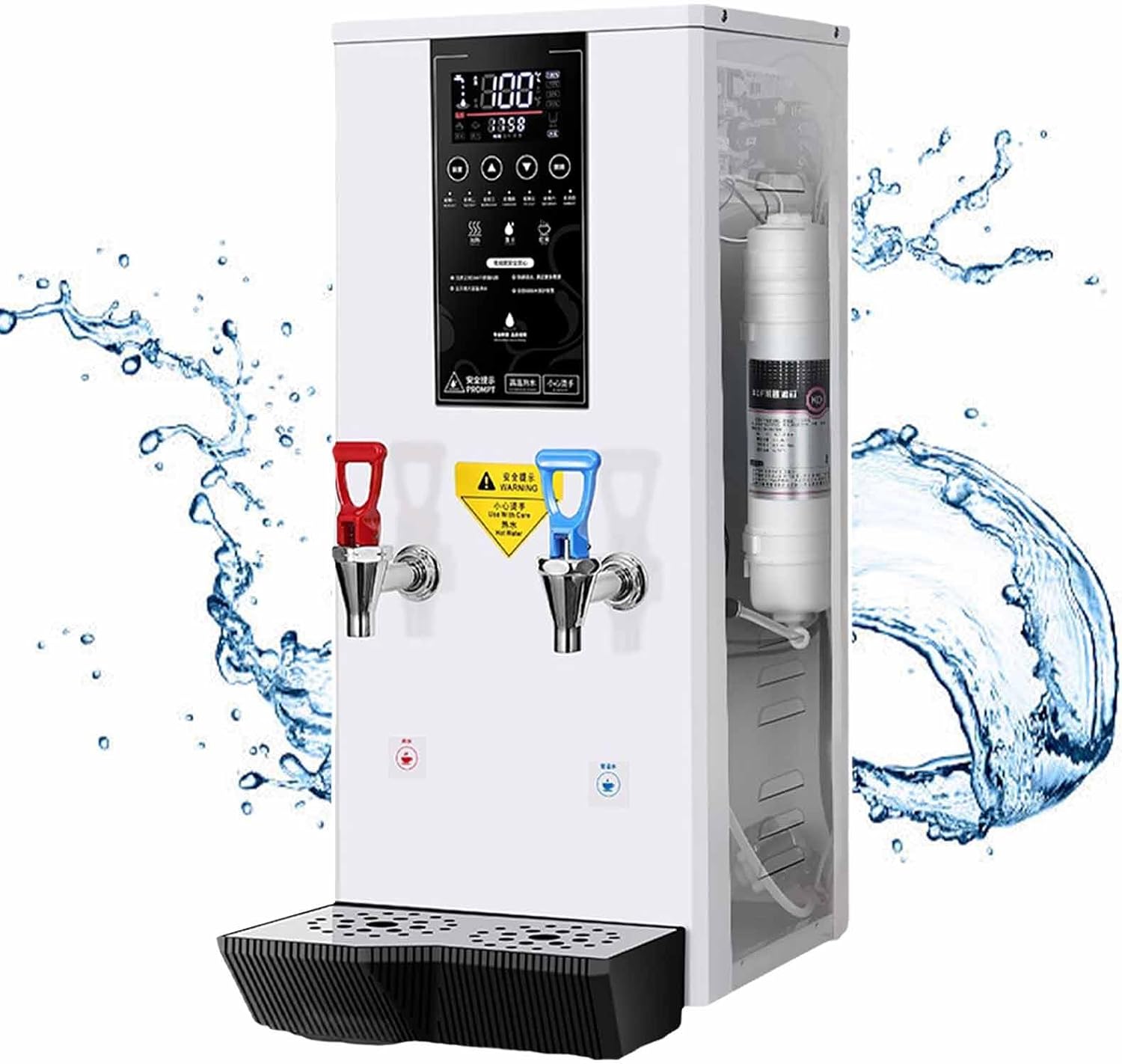 Automatic Hot Water Dispenser, Stepping Type Boiling Water Machine, Digital Temperature Control, Support Timer, Stainless Steel Water Boiler, for Offices, Coffee Shops,White