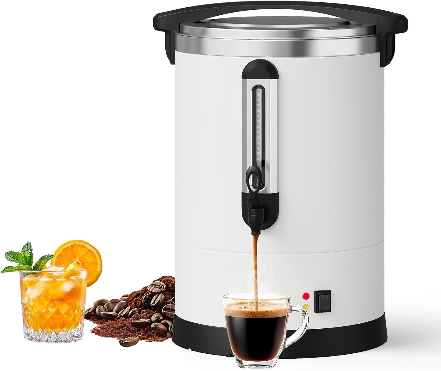TrailBlaze 14L Double Wall Stainless Steel Commercial Coffee Urn - Electric Percolator Coffee Maker & Hot Water Dispenser, Large Capacity, Easy Clean for Buffet, Catering, Weddings, Parties