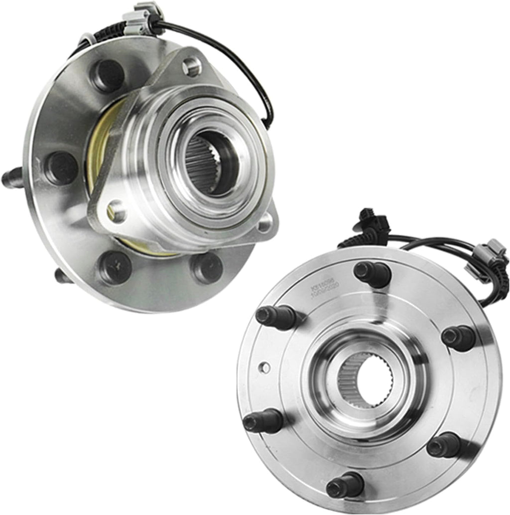 Detroit Axle - Front Brake Kit for 4WD Chevy GMC Suburban Sierra 1500 Tahoe Yukon Drilled & Slotted Brake Rotors Ceramic Brakes Pads CV Axles Wheel Bearing Hubs Replacement: 12.99' inch Front Rotors