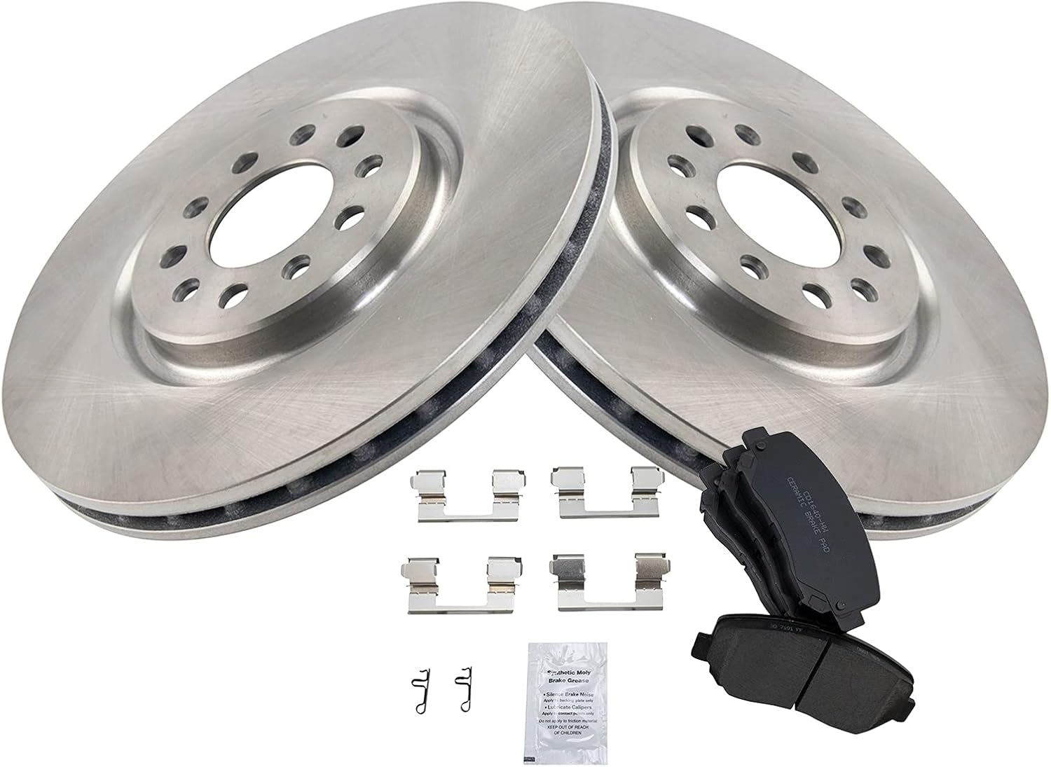 TRQ Front Brake Pad and Rotor Set Ceramic Vented Rotors Compatible with 2015-2017 Chrysler 200 2014-2022 Jeep Cherokee