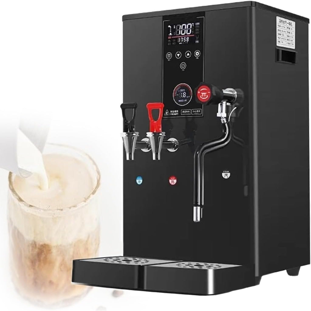 Commercial Grade Milk Frother and Hot Water Dispenser,304 Stainless Steel Inner Tank,Auto Pressure Relief,Anti-Scald Handles,LED Temperature Display,50l/H High Efficiency for Professional Use Black
