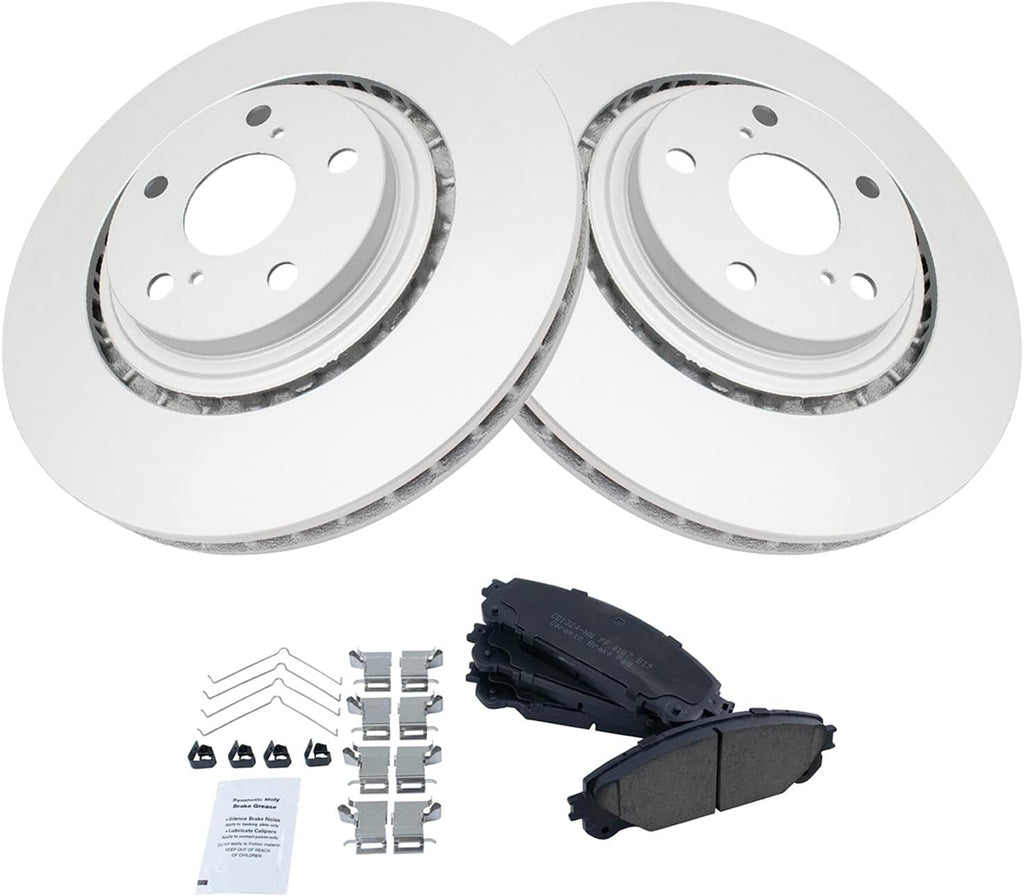 TRQ Front Ceramic Brake Pads & G-Coated Rotors Kit for Lexus Toyota New