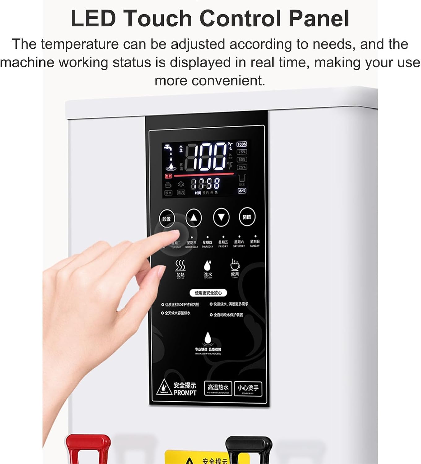 Commercial Water Boiler 5 Gallon, Hot Water Dispenser Countertop, 25L 3000W Hot Water Dispenser for Home, Office, LCD Touch Screen,Black