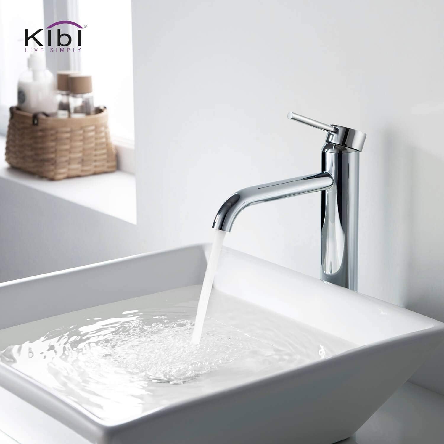 KIBI KBF1009 Solid Brass Single Handle Single Hole Circular Faucet for Bathroom Sink with Pop Up Drain | High Arc Faucet Spout Design | Rust and Corrosion Resistant | Chrome Finish