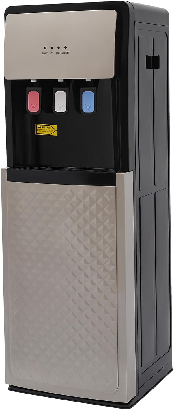 110V Bottom Loading Water Cooler Dispenser, Floor Standing Hot and Cold Water Dispenser with 3-Temperature Settings, Suitable for Home and Office (Silver Grey)