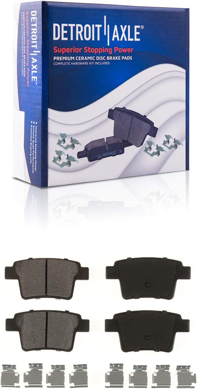 Detroit Axle - Rear Brake Kit for Ford Five Hundred Freestyle Taurus X Mercury Montego Sable, Drilled & Slotted Disc Brake Rotors Ceramic Brake Pads Brake Caliper Replacement