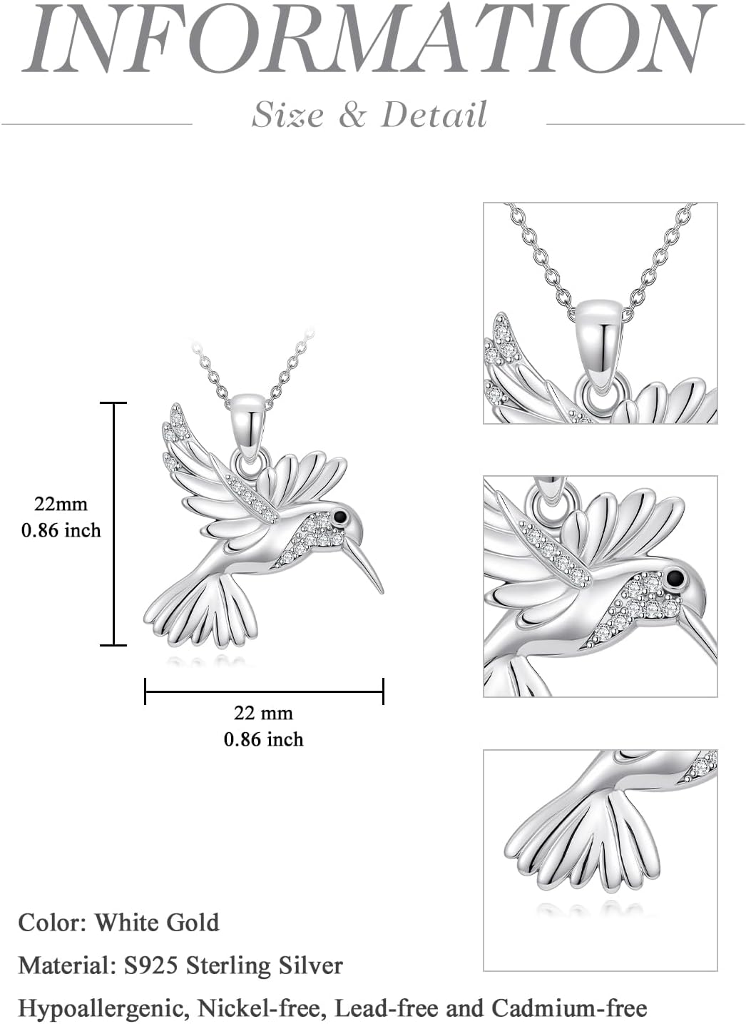 ZBA Natural Diamond Animal Necklaces for Women, 18k Gold Plated 925 Sterling Sliver Fine Jewelry Meaningful Gifts (Color F-G/Clarity I1-I2)