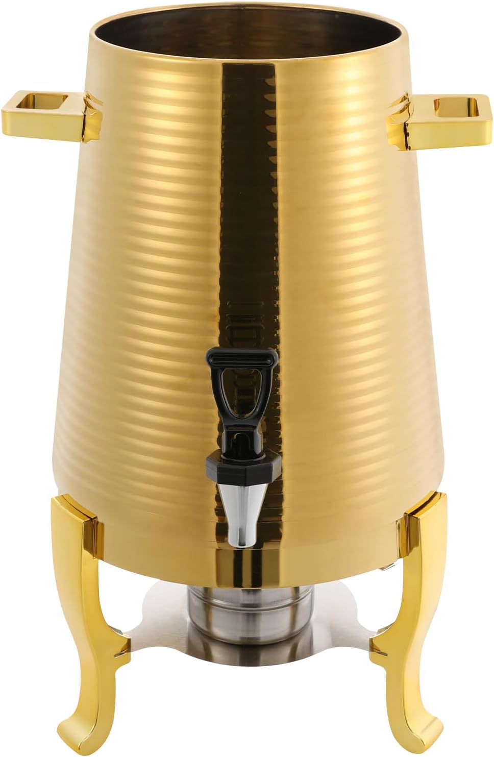 Insulated Beverage Dispenser 13L Stainless Steel Hot Drink Dispenser Countertop Commercial Hot and Cold Coffee Carafe with Spigot & Stand for Tea, Coffee, Milk, Water & Juice (Gold)