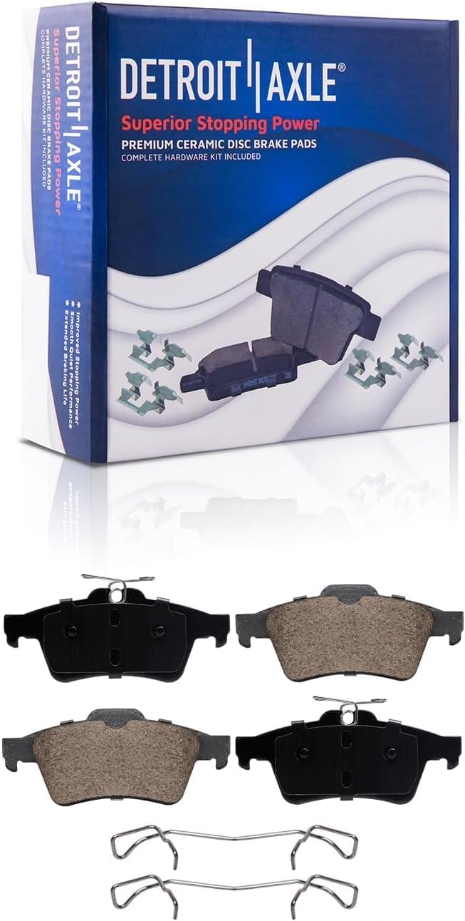 Detroit Axle - 10pc Brake Kit for 2006-2013 Mazda 3, 2010-2013 3 Sport, Drilled and Slotted Disc Brake Rotors Ceramic Brakes Pads with Hardware Front and Rear 2011 2012 Replacement