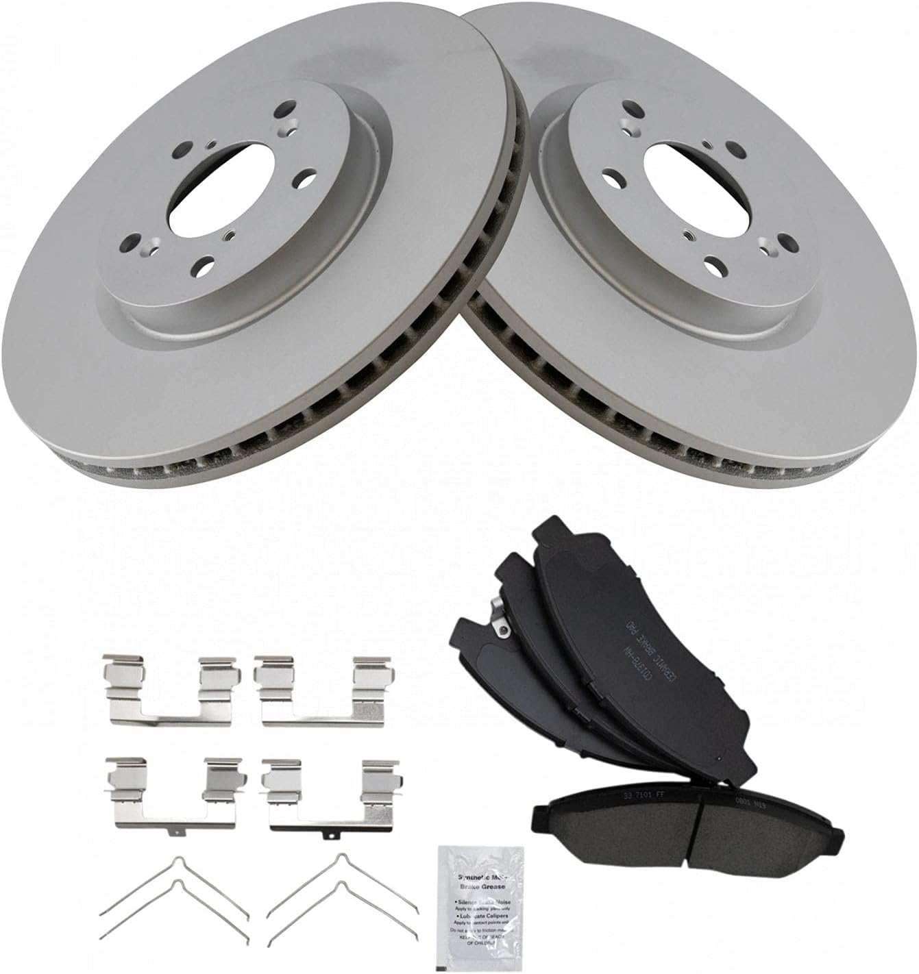 TRQ Front Brake Pad and Rotor Set Ceramic Vented Rotors Compatible with 2007-2013 Acura MDX 2014-2020 RLX 2010-2013 ZDX 2009-2015 Honda Pilot