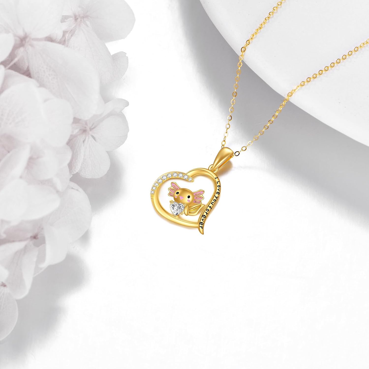 KECHO Christmas Gifts 14k Solid Gold Animals Necklace for Women Giraffe Bee Elephant Ladybug Koala Axolotl Horse Unicorn Cat Necklaces Pendant Jewelry Mothers Day Birthday for Mom Wife Friends