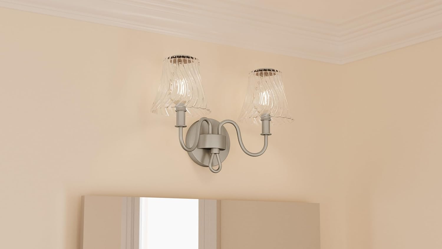 Quoizel McKinney Bath Vanity Light, 15.5 Inch 2-Light Bathroom Fixture, Brushed Nickel Modern Industrial Light, 60W Max, for Bathroom, Bedroom or Kitchen