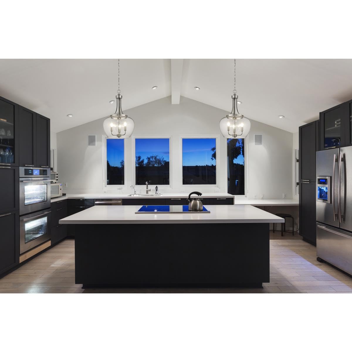Joliet 3 Light Pendant, Brushed Nickel and Clear