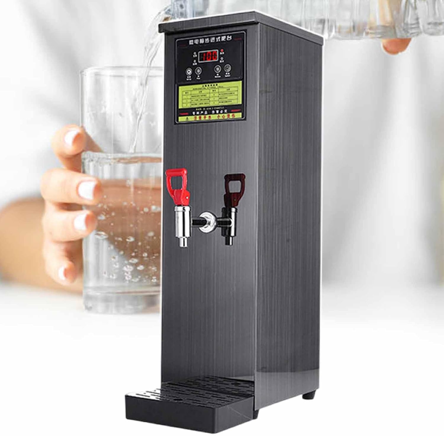 Water Boiler, Electric Commercial Hot Water Dispenser, Automatic Hot Water Dispenser With Water Connection, Hot Drink Dispenser, For Coffee Shops, Milk Tea Stores, Offices, Factory Workshops,Black