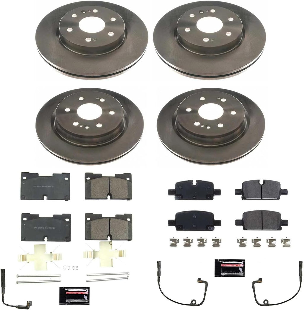 PowerStop Front and Rear Brake Kit for Cadillac Escalade 2021-24 |Escalade ESV 2021-24 |Chevrolet Silverado 1500 2019-24 - Z17 Ceramic Brake Pads & Disc Rotors Replacement, KOE8171