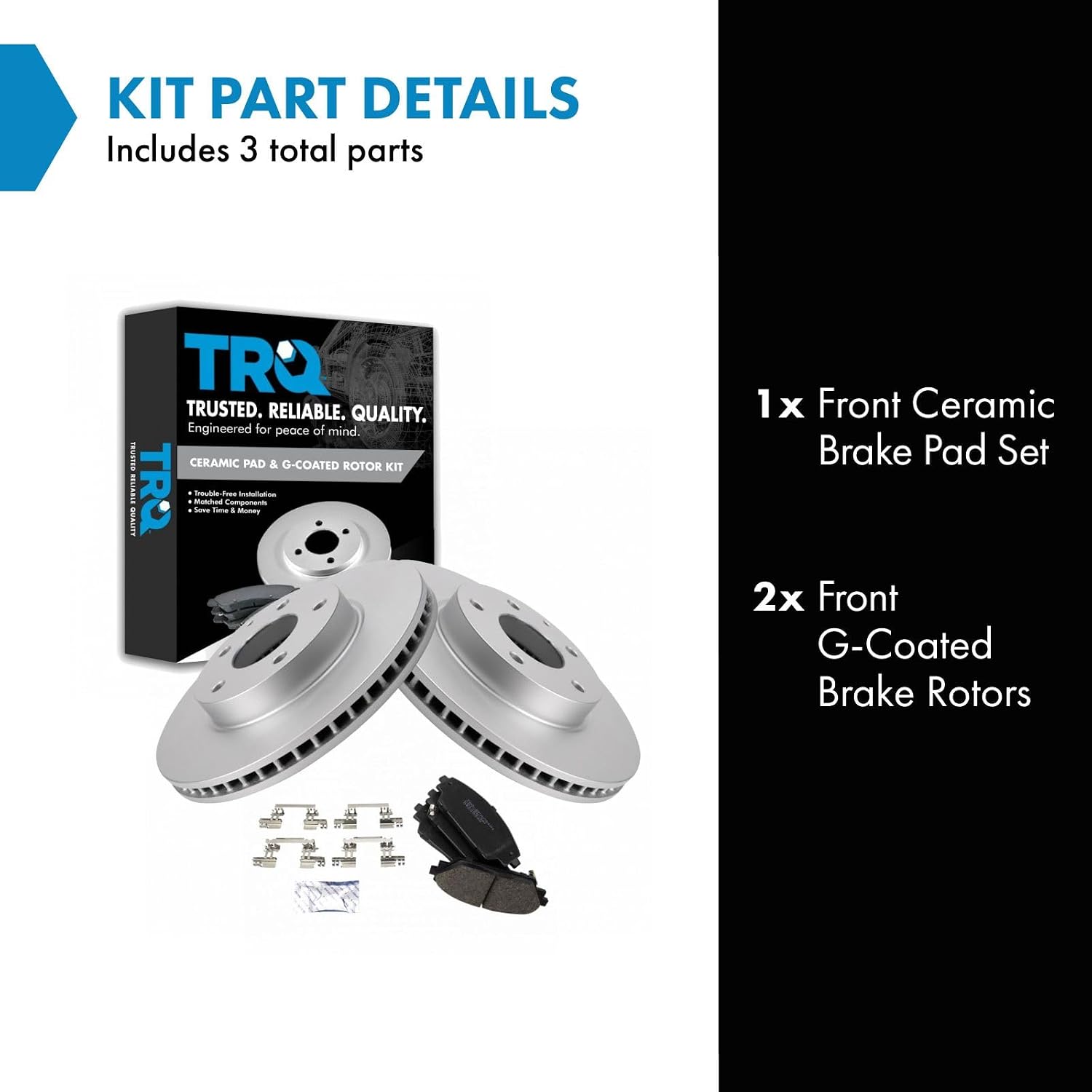TRQ Front Ceramic Brake Pad and Rotor Set Coated Compatible with 2014-2016 Mazda 3 i Grand Touring I Sport I Touring i SV excluding Mexico Built Models 2016-2021 CX-3 Front Wheel Drive