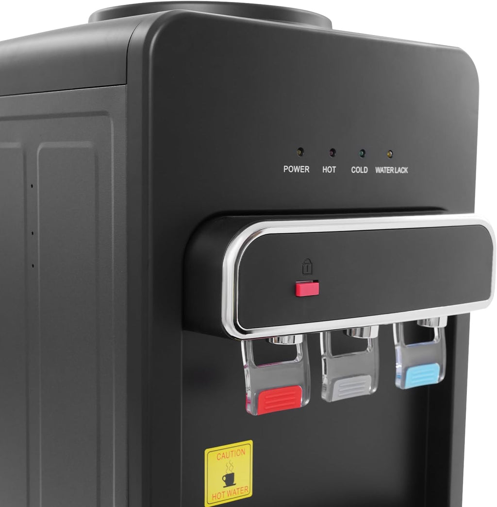 Bottom Loading Water Cooler Dispenser, Water Dispenser for 5 Gallon Bottle, 3 Temperature Settings, Floor Standing Hot and Cold Water Dispenser for Home, Office Use