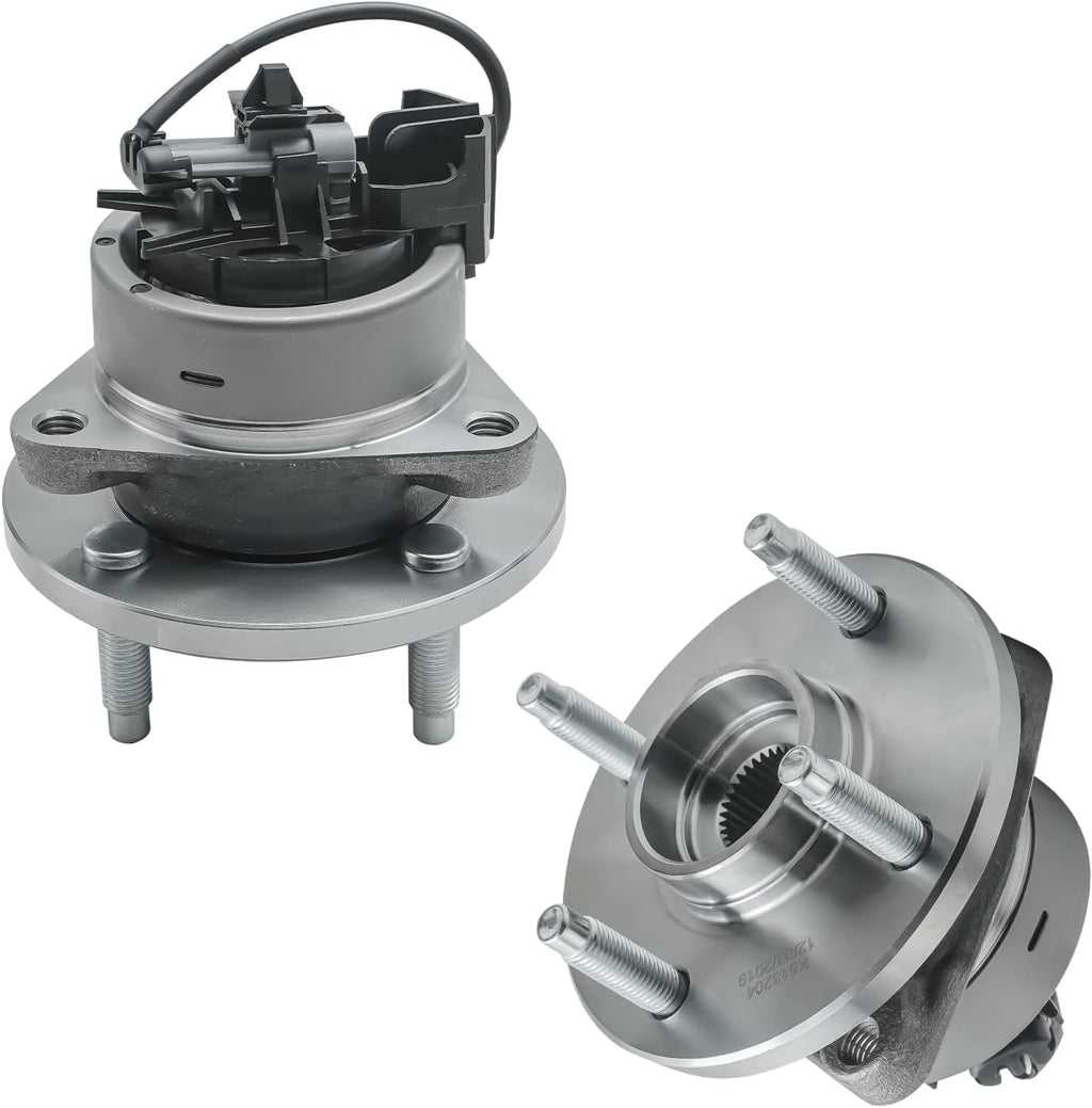 Detroit Axle - 4-Lug Front Wheel Bearing Hubs Brake Kit for Chevy Cobalt Pontiac G5 Pursuit Saturn Ion Drilled Brake Rotors Ceramic Brakes Pads Wheel Bearing Hubs Replacement