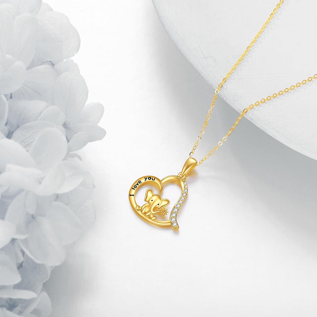 KECHO Christmas Gifts 14k Solid Gold Animals Necklace for Women Giraffe Bee Elephant Ladybug Koala Axolotl Horse Unicorn Cat Necklaces Pendant Jewelry Mothers Day Birthday for Mom Wife Friends