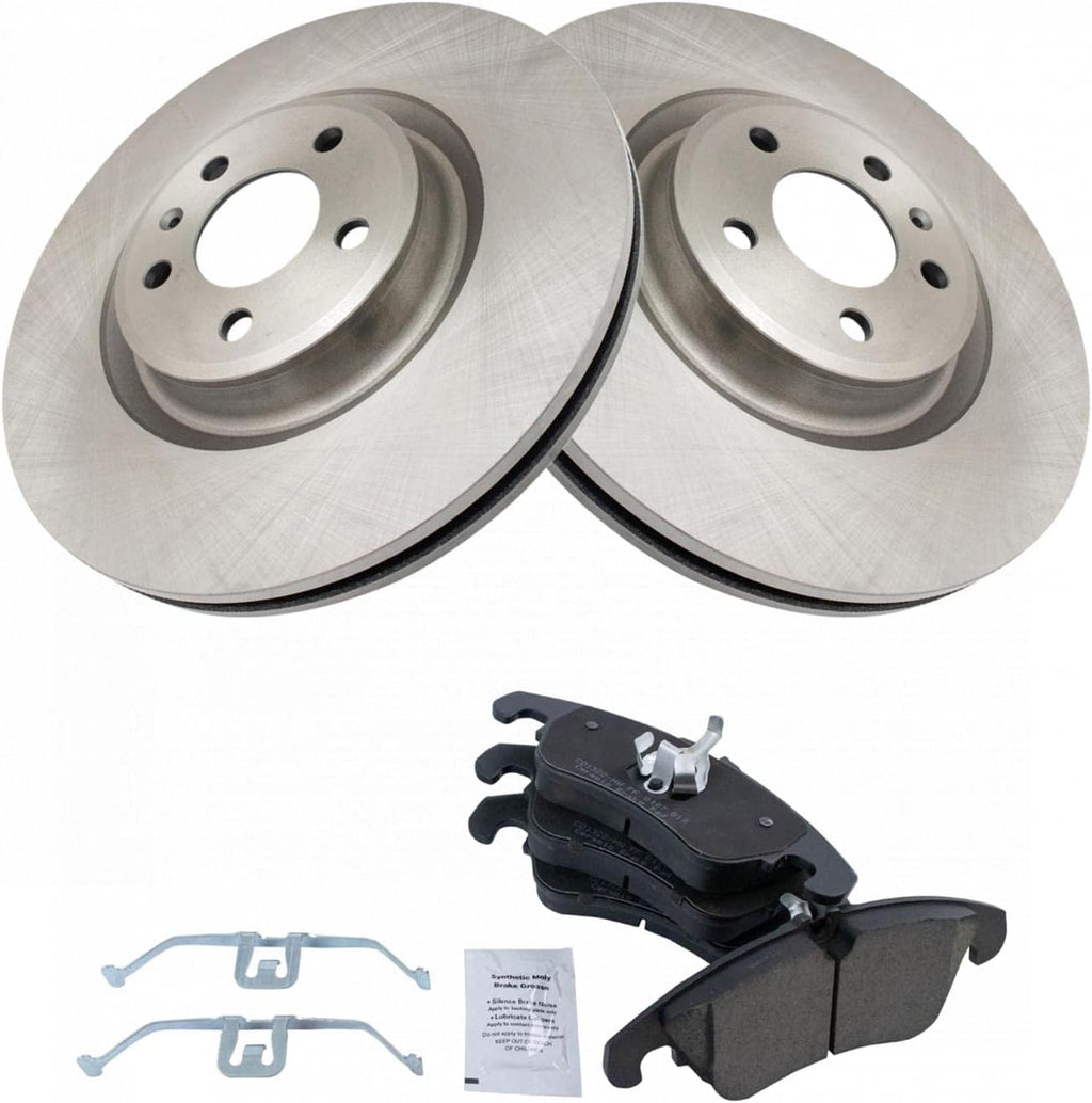 TRQ Front Brake Pad and Rotor Set Ceramic Vented Rotors Compatible with 2014-2015 Audi A6 A6 Quattro A7 Quattro 2012-2016 S4 2012-2017 S5