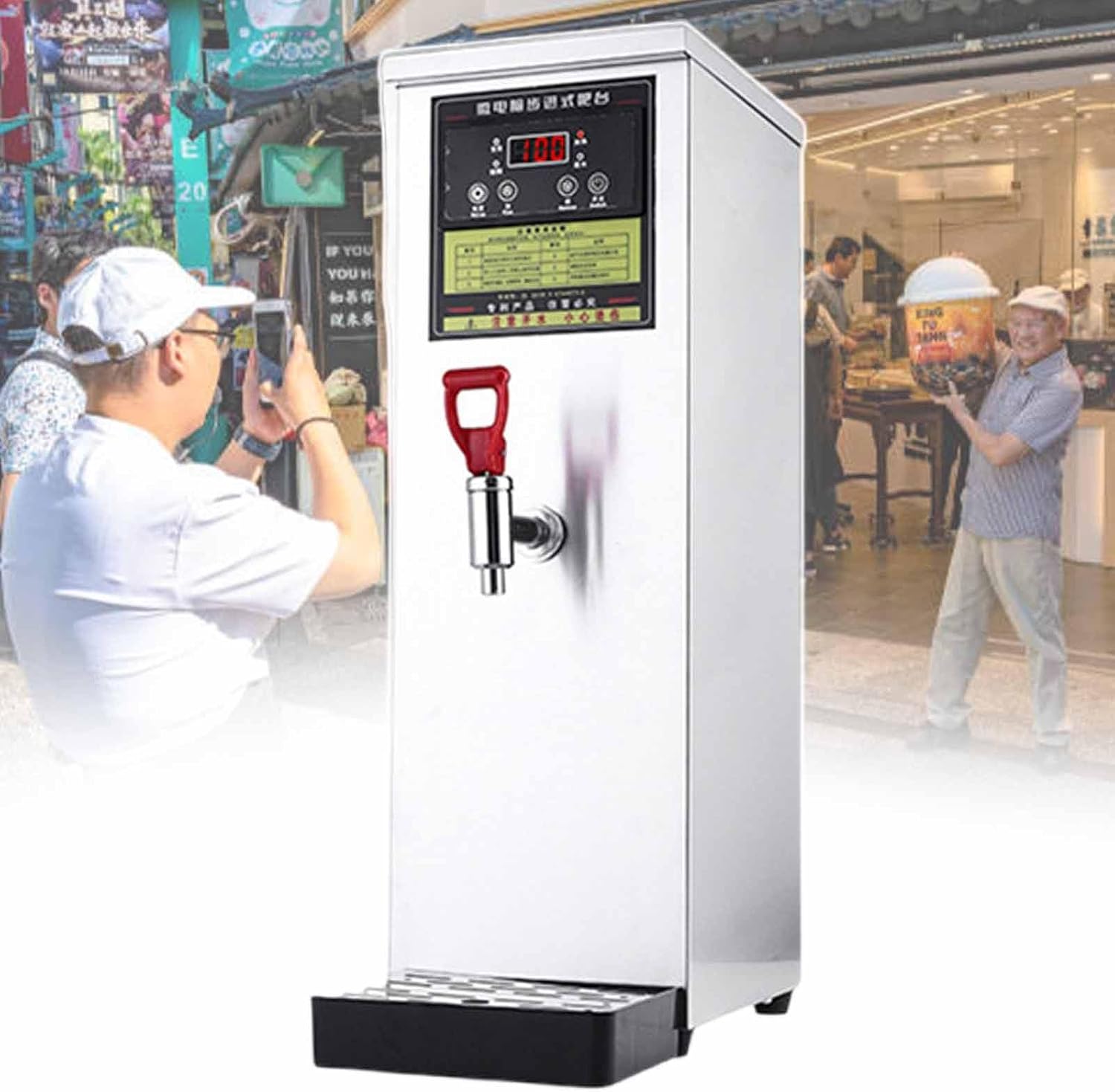 Automatic Hot Water Dispenser, Stepping Type Boiling Water Machine, Digital Temperature Control, Support Timer, Stainless Steel Water Boiler, for Offices, Coffee Shops,Silver