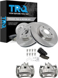 TRQ Front Brake Pad and Rotor Set Ceramic Vented Rotors Calipers Compatible with 2007-2012 Lexus ES350 2007-2011 Toyota Camry