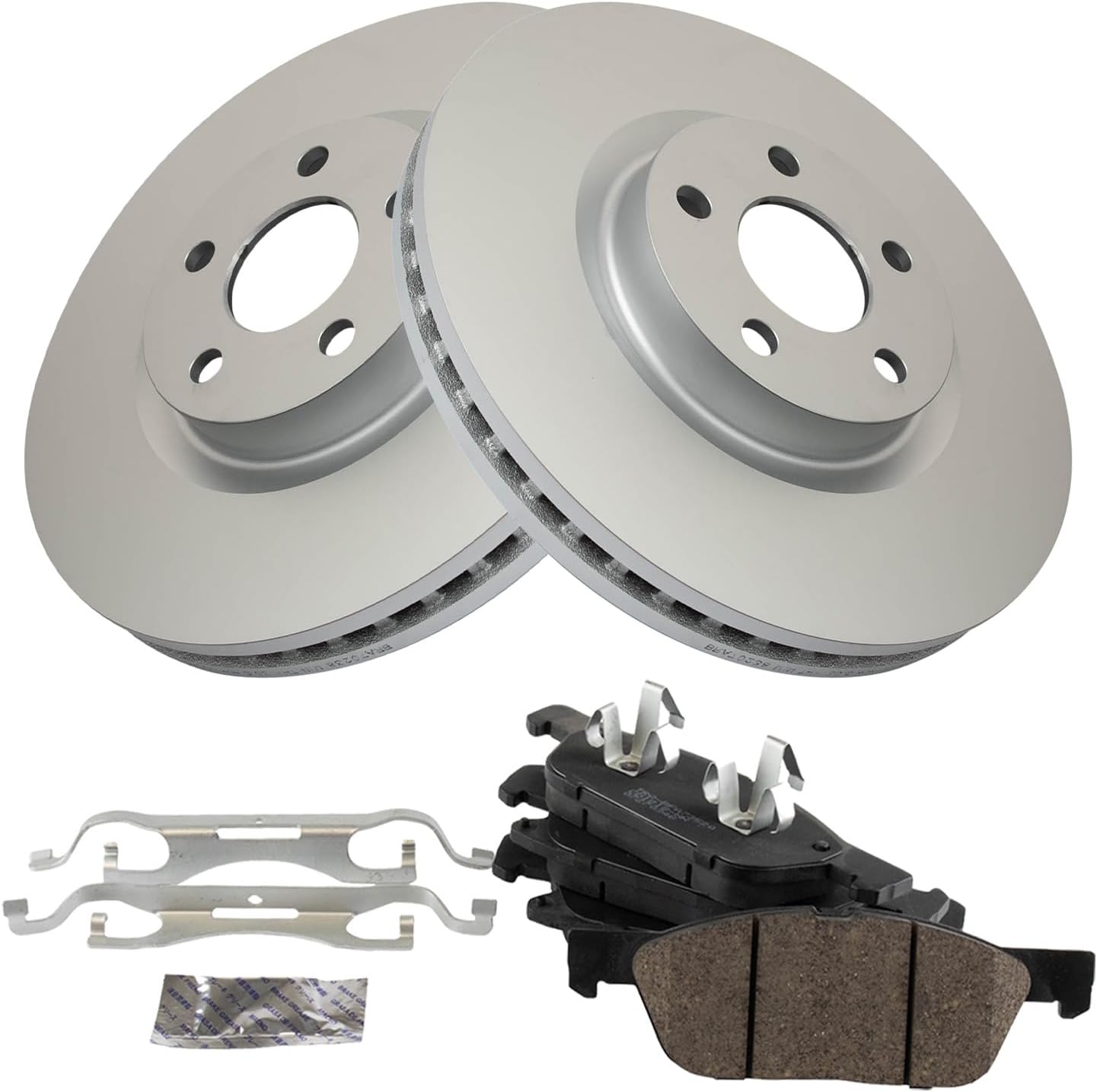 TRQ Front Brake Pad and Rotor Set Ceramic G Coated Rotors Compatible with 2015-2020 Ford Edge