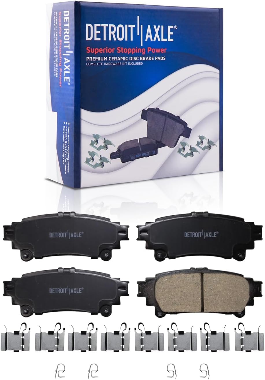 Detroit Axle - 8pc Brake Kit for Toyota 2016-2020 Mirai 11.65' inch Front and 11.42' inch Rear Disc Brake Rotors Ceramic Brakes Pads with Hardware 2017 2018 2019 Replacement