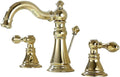 Gold Finish Bathroom Faucet 8 Inch Widespread Polished Brass,Two-Handle Sink Faucet 3 Hole with Brass Pop up Drain Assembly, F-8303-PB