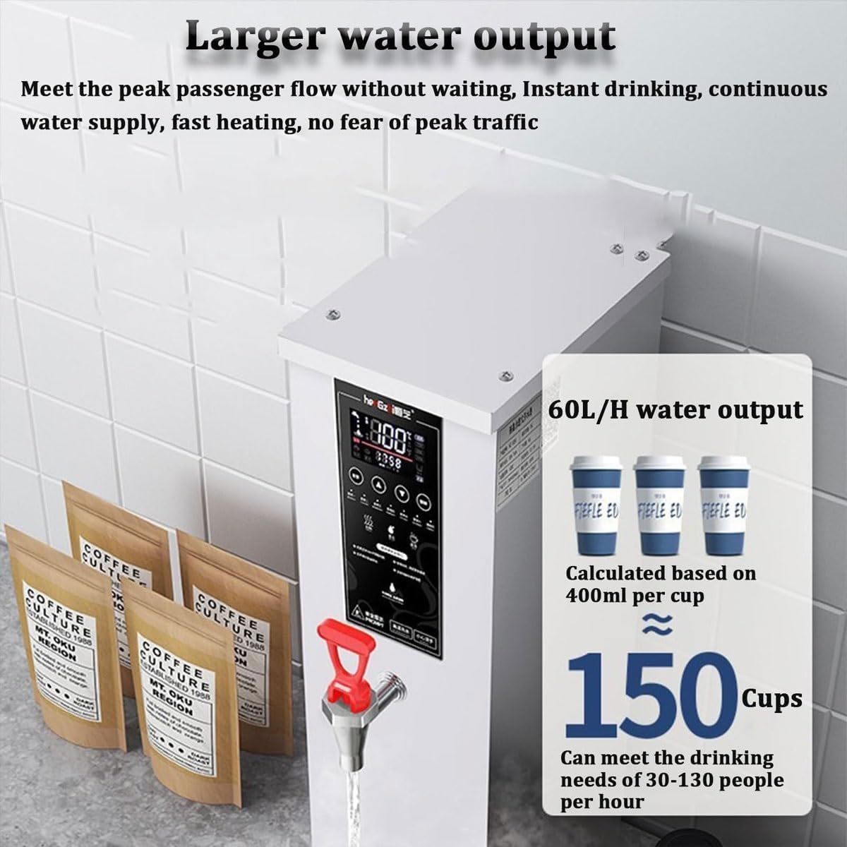 Commercial Hot Water Boiler,Autofill Hot Water Dispenser,with Digital Control Panel, Auto Temperature Control,for Tea & Coffee (Black)